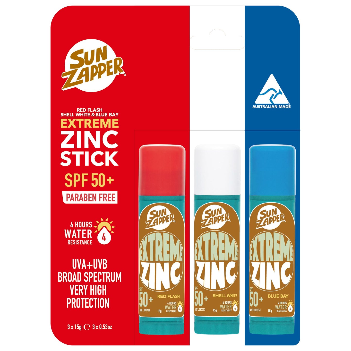 Extreme Red, White & Blue Zinc Stick SPF 50+